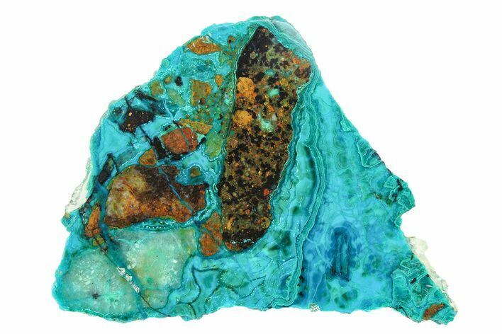 Polished Banded Chrysocolla Slice - Bagdad Mine, Arizona #298451